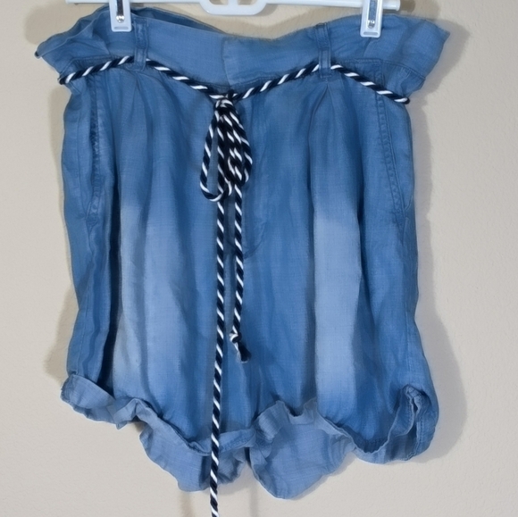 Blue Buttery Soft Comfy Shorts with Rope Belt by L.O.G.G. - Picture 1 of 7